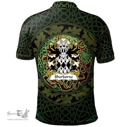 ScotsTee Shop Welsh Sherborne of Pembrokeshire Coat of Arms Family Crest Wales Polo Shirt Celtic Deer with Tree of Life The God of the Forest Polo Shirt