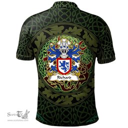 ScotsTee Shop Welsh Richard IARLL KLAR Earl of Clare Coat of Arms Family Crest Wales Polo Shirt Celtic Deer with Tree of Life The God of the Forest Polo Shirt