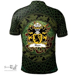ScotsTee Shop Welsh Rhun AP GRONWY Coat of Arms Family Crest Wales Polo Shirt Celtic Deer with Tree of Life The God of the Forest Polo Shirt