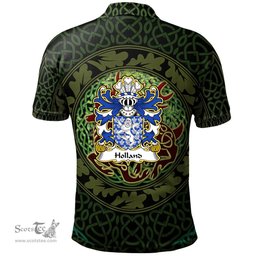 ScotsTee Shop Welsh Holland of Conwy Caernarfonshire Coat of Arms Family Crest Wales Polo Shirt Celtic Deer with Tree of Life The God of the Forest Polo Shirt
