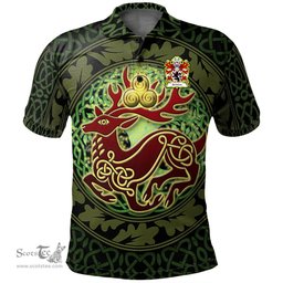 ScotsTee Shop Welsh Scriven of Frodesley Shropshire Coat of Arms Family Crest Wales Polo Shirt Celtic Deer with Tree of Life The God of the Forest Polo Shirt