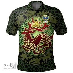 ScotsTee Shop Welsh Powell of Rhiwabon Denbighshire Coat of Arms Family Crest Wales Polo Shirt Celtic Deer with Tree of Life The God of the Forest Polo Shirt