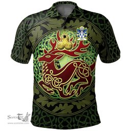 ScotsTee Shop Welsh Moris of Caswilia Brawdy Pembrokeshire Coat of Arms Family Crest Wales Polo Shirt Celtic Deer with Tree of Life The God of the Forest Polo Shirt