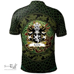 ScotsTee Shop Welsh Lewis of Y Fan or Van Caerphilly Glamorgan Coat of Arms Family Crest Wales Polo Shirt Celtic Deer with Tree of Life The God of the Forest Polo Shirt