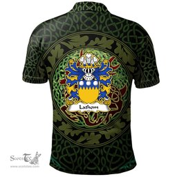 ScotsTee Shop Welsh Lathom of Lleweni Green Denbighshire Coat of Arms Family Crest Wales Polo Shirt Celtic Deer with Tree of Life The God of the Forest Polo Shirt