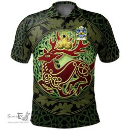 ScotsTee Shop Welsh Smith of Denbighshire Coat of Arms Family Crest Wales Polo Shirt Celtic Deer with Tree of Life The God of the Forest Polo Shirt
