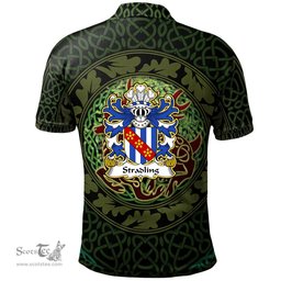 ScotsTee Shop Welsh Stradling of St. Donats Glamorgan Coat of Arms Family Crest Wales Polo Shirt Celtic Deer with Tree of Life The God of the Forest Polo Shirt