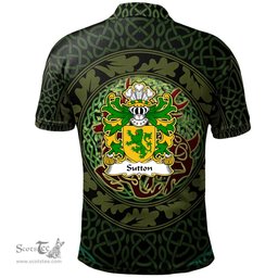 ScotsTee Shop Welsh Sutton of Haverfordwest Pembrokeshire Coat of Arms Family Crest Wales Polo Shirt Celtic Deer with Tree of Life The God of the Forest Polo Shirt
