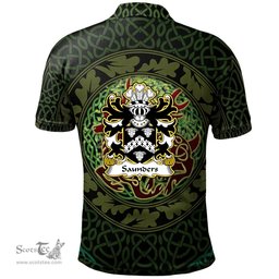 ScotsTee Shop Welsh Saunders of Pendine Carmanthenshire Coat of Arms Family Crest Wales Polo Shirt Celtic Deer with Tree of Life The God of the Forest Polo Shirt