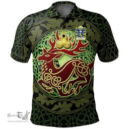 ScotsTee Shop Welsh Llywelyn EURDORCHOG born c.1030 Coat of Arms Family Crest Wales Polo Shirt Celtic Deer with Tree of Life The God of the Forest Polo Shirt