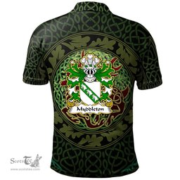 ScotsTee Shop Welsh Myddleton of Gwenynog Denbighshire Coat of Arms Family Crest Wales Polo Shirt Celtic Deer with Tree of Life The God of the Forest Polo Shirt