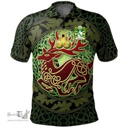 ScotsTee Shop Welsh Myddleton of Gwenynog Denbighshire Coat of Arms Family Crest Wales Polo Shirt Celtic Deer with Tree of Life The God of the Forest Polo Shirt