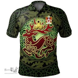 ScotsTee Shop Welsh Havard of Pontwilym Breconshire Coat of Arms Family Crest Wales Polo Shirt Celtic Deer with Tree of Life The God of the Forest Polo Shirt