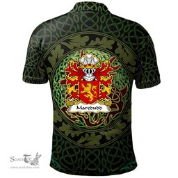 ScotsTee Shop Welsh Maredudd or Meredith AP BLEDDYN AP CYNFYN Coat of Arms Family Crest Wales Polo Shirt Celtic Deer with Tree of Life The God of the Forest Polo Shirt