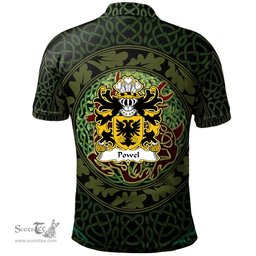 ScotsTee Shop Welsh Powel of Llandow Glamorganshire Coat of Arms Family Crest Wales Polo Shirt Celtic Deer with Tree of Life The God of the Forest Polo Shirt