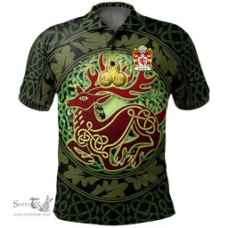 ScotsTee Shop Welsh Stackpole of Pembrokeshire Coat of Arms Family Crest Wales Polo Shirt Celtic Deer with Tree of Life The God of the Forest Polo Shirt