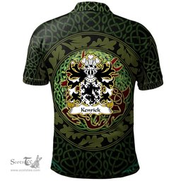 ScotsTee Shop Welsh Kenrick of Acton Burnell and Owre Shropshire Coat of Arms Family Crest Wales Polo Shirt Celtic Deer with Tree of Life The God of the Forest Polo Shirt