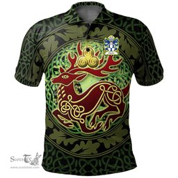 ScotsTee Shop Welsh Martin of Pembrokeshire lord of Treglemes Coat of Arms Family Crest Wales Polo Shirt Celtic Deer with Tree of Life The God of the Forest Polo Shirt