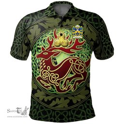ScotsTee Shop Welsh Hubbertson of Pembrokeshire Coat of Arms Family Crest Wales Polo Shirt Celtic Deer with Tree of Life The God of the Forest Polo Shirt