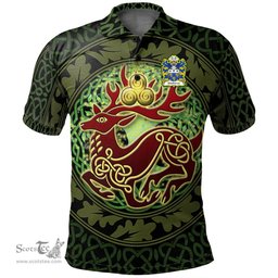 ScotsTee Shop Welsh Mathews of Blodwel Llanyblodwel Shropshire Coat of Arms Family Crest Wales Polo Shirt Celtic Deer with Tree of Life The God of the Forest Polo Shirt