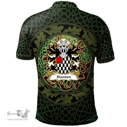 ScotsTee Shop Welsh Stanton or STAUNTON Pembrokeshire Coat of Arms Family Crest Wales Polo Shirt Celtic Deer with Tree of Life The God of the Forest Polo Shirt