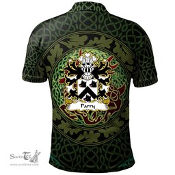 ScotsTee Shop Welsh Parry of Basinwerk Flint Coat of Arms Family Crest Wales Polo Shirt Celtic Deer with Tree of Life The God of the Forest Polo Shirt