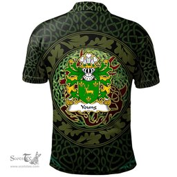 ScotsTee Shop Welsh Young of Tredrysi Pembrokeshire Coat of Arms Family Crest Wales Polo Shirt Celtic Deer with Tree of Life The God of the Forest Polo Shirt