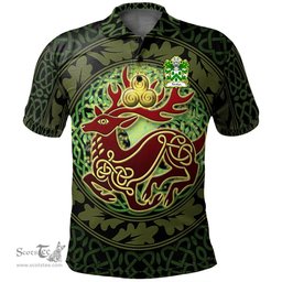 ScotsTee Shop Welsh Tomlyn lord of Llanllywel Montgomeryshire Coat of Arms Family Crest Wales Polo Shirt Celtic Deer with Tree of Life The God of the Forest Polo Shirt