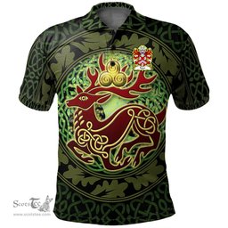ScotsTee Shop Welsh Tudor from Owain Tudor Coat of Arms Family Crest Wales Polo Shirt Celtic Deer with Tree of Life The God of the Forest Polo Shirt