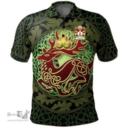 ScotsTee Shop Welsh Turbridge of Llan rhudd Denbighshire Coat of Arms Family Crest Wales Polo Shirt Celtic Deer with Tree of Life The God of the Forest Polo Shirt