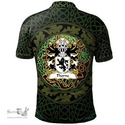 ScotsTee Shop Welsh Thorne of Shelvock Shropshire Coat of Arms Family Crest Wales Polo Shirt Celtic Deer with Tree of Life The God of the Forest Polo Shirt