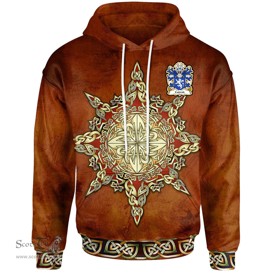 ScotsTee Shop Welsh Cadrod CALCHFYNYDD Coat of Arms Family Crest Wales Hoodie Celtic Compass Hoodie