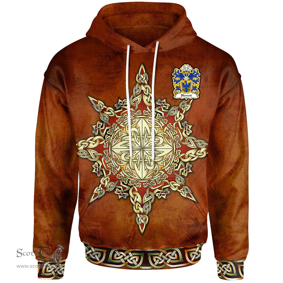 ScotsTee Shop Welsh Blewett Lords of Raglan Coat of Arms Family Crest Wales Hoodie Celtic Compass Hoodie