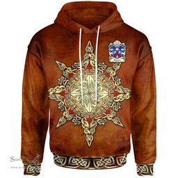 ScotsTee Shop Welsh Basenet of Flint Coat of Arms Family Crest Wales Hoodie Celtic Compass Hoodie