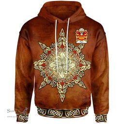 ScotsTee Shop Welsh Began of Breygan of Monmouthshire Coat of Arms Family Crest Wales Hoodie Celtic Compass Hoodie