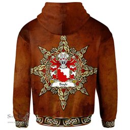 ScotsTee Shop Welsh Boyle Herefordshire m. Hywel Gwyn Coat of Arms Family Crest Wales Hoodie Celtic Compass Hoodie