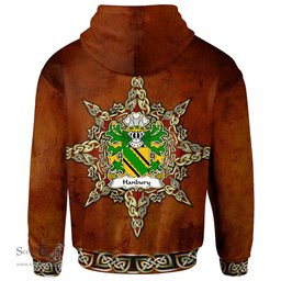 ScotsTee Shop Welsh Hanbury of Pontypool Monmouthshire Coat of Arms Family Crest Wales Hoodie Celtic Compass Hoodie