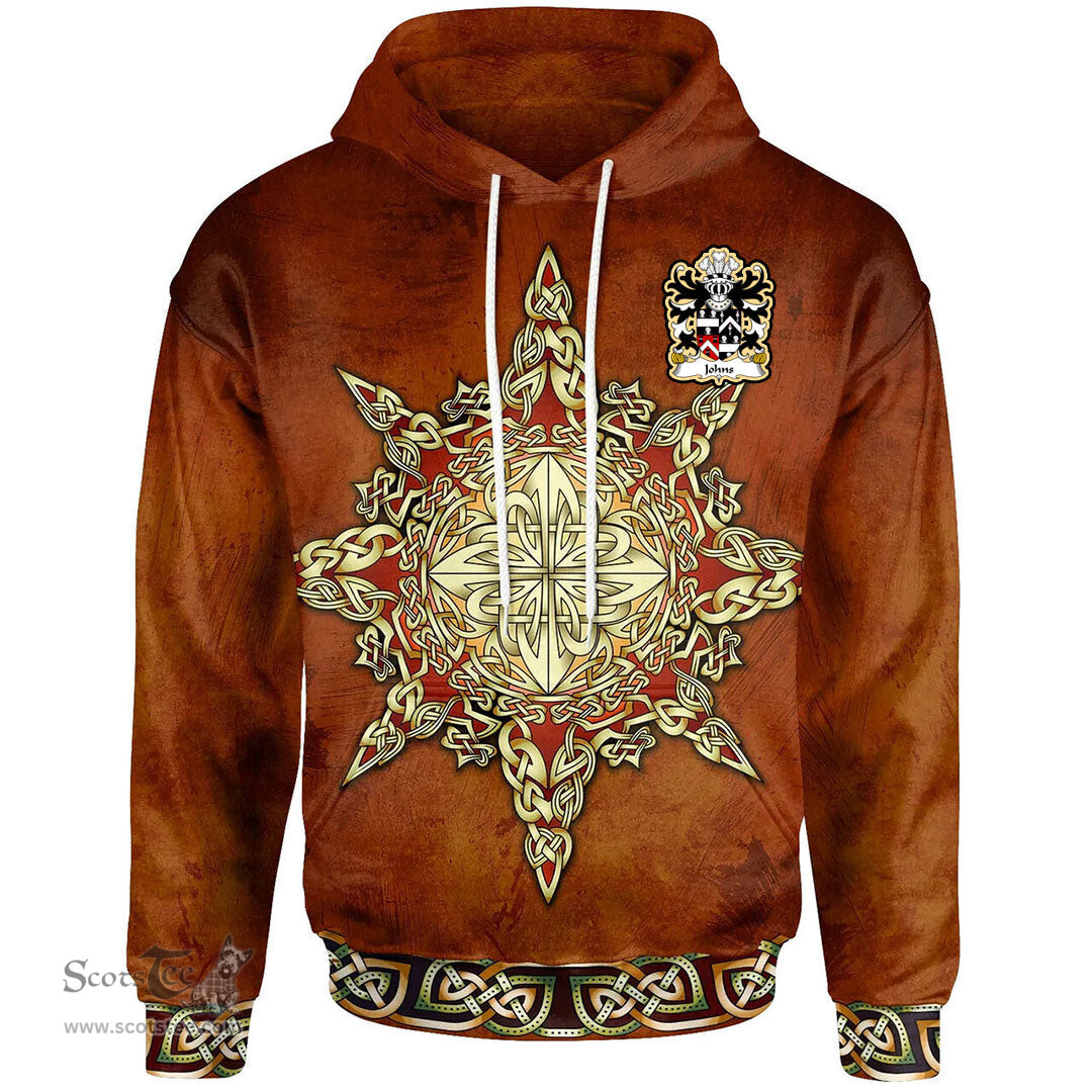 ScotsTee Shop Welsh Johns Sir Hugh of Swansea Coat of Arms Family Crest Wales Hoodie Celtic Compass Hoodie