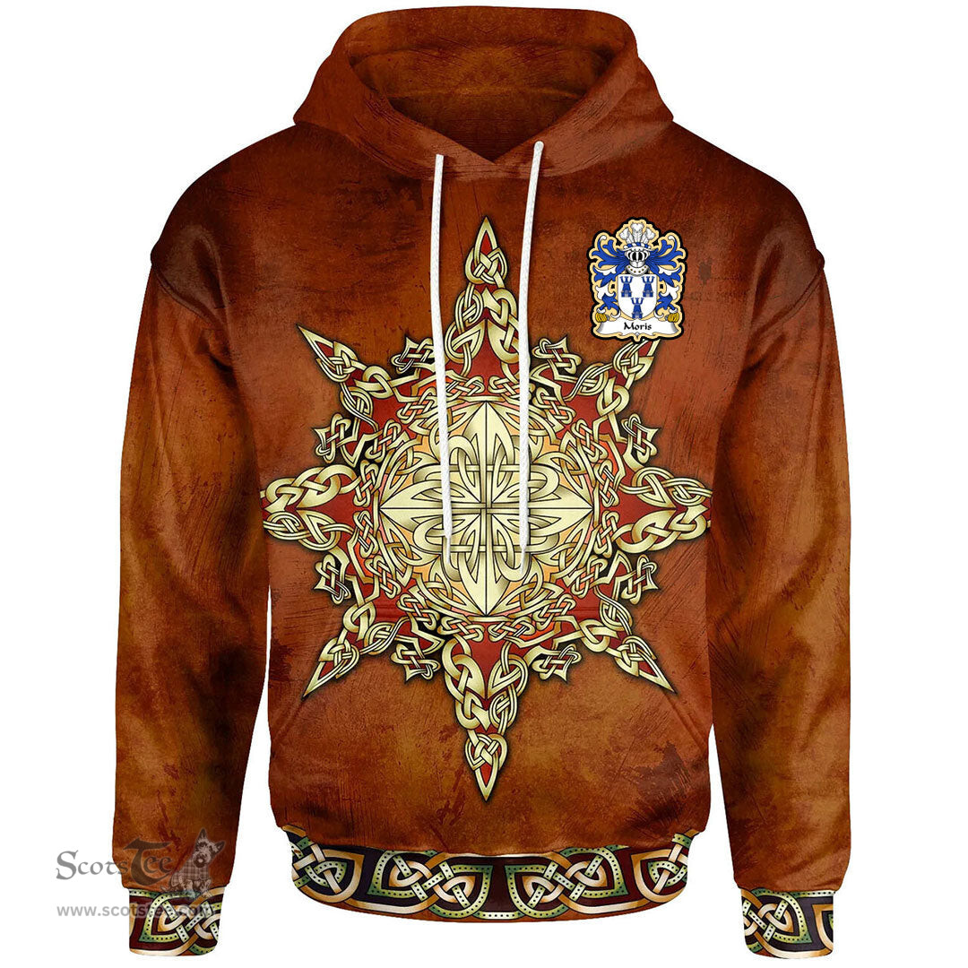 ScotsTee Shop Welsh Moris of Caswilia Brawdy Pembrokeshire Coat of Arms Family Crest Wales Hoodie Celtic Compass Hoodie