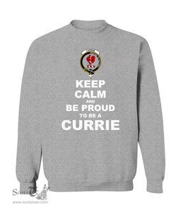ScotsTee Shop Sports Grey Scottish Currie or Curry Clan Keep Calm and Be Proud To Be a Currie Sweatshirt