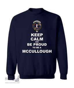 ScotsTee Shop Navy Blue Scottish McCullough Clan Keep Calm and Be Proud To Be a McCullough Sweatshirt