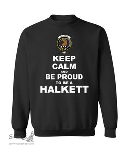 ScotsTee Shop Black Scottish Halkett Clan Keep Calm and Be Proud To Be a Halkett Sweatshirt