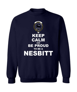 ScotsTee Shop Navy Blue Scottish Nesbitt (or Nisbet) Clan Keep Calm and Be Proud To Be a Nesbitt Sweatshirt