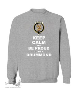 ScotsTee Shop Sports Grey Scottish Drummond Clan Keep Calm and Be Proud To Be a Drummond Sweatshirt