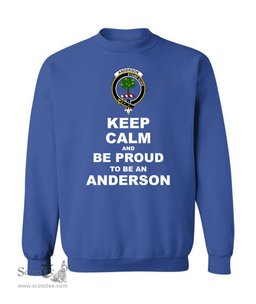 ScotsTee Shop Royal Blue Scottish Anderson Clan Keep Calm and Be Proud To Be an Anderson Sweatshirt