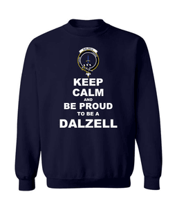 ScotsTee Shop Navy Blue Scottish Dalzell Clan Keep Calm and Be Proud To Be a Dalzell Sweatshirt