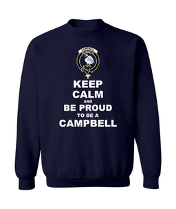 ScotsTee Shop Navy Blue Scottish Campell of Cawder Clan Keep Calm and Be Proud To Be a Campell Sweatshirt