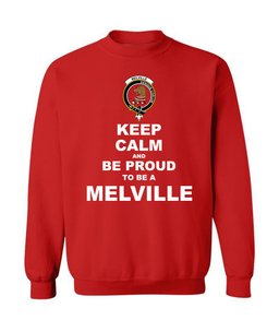 ScotsTee Shop Red Scottish Melville Clan Keep Calm and Be Proud To Be a Melville Sweatshirt