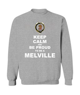 ScotsTee Shop Sports Grey Scottish Melville Clan Keep Calm and Be Proud To Be a Melville Sweatshirt