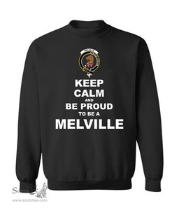ScotsTee Shop Black Scottish Melville Clan Keep Calm and Be Proud To Be a Melville Sweatshirt